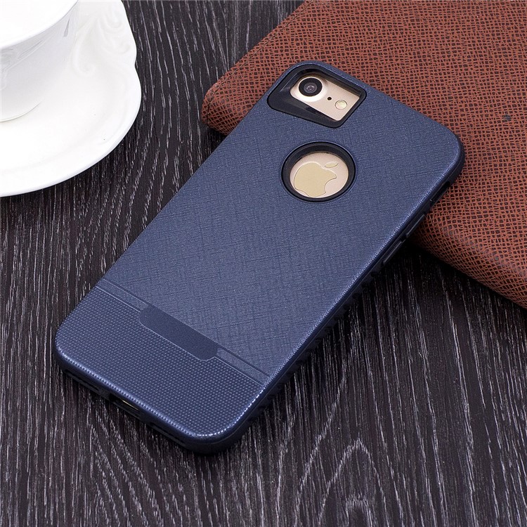 

Cloth Texture Rubberized Hybrid PC + TPU Protective Mobile Cover Shell for iPhone 8/7 4.7 inch - Dark Blue