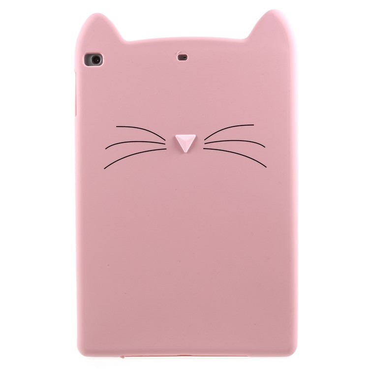 Cute 3D Mustache Cat Soft Silicone Mobile Casing for iPad 9.7-inch (2017) - Pink-1