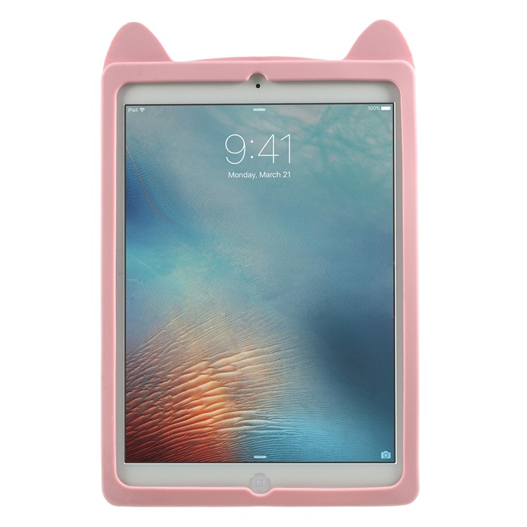 Cute 3D Mustache Cat Soft Silicone Mobile Casing for iPad 9.7-inch (2017) - Pink-2