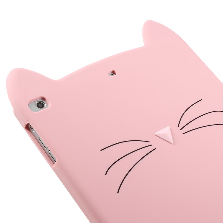 Cute 3D Mustache Cat Soft Silicone Mobile Casing for iPad 9.7-inch (2017) - Pink-3