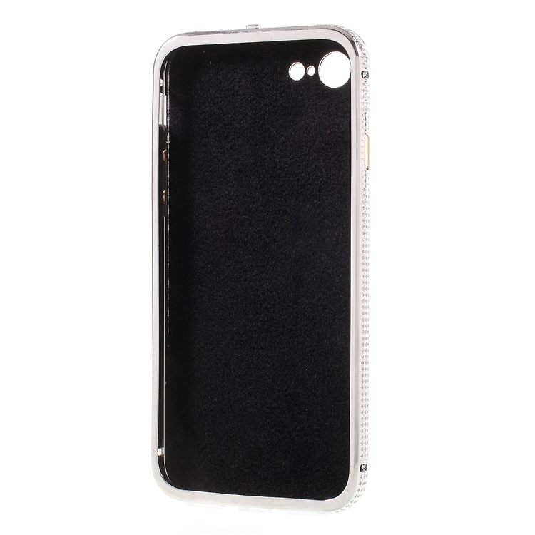 Glittery Rhinestone Crocodile Texture Leather Coated Aluminum Alloy Plating Cover for iPhone 8/7 4.7 - Black-8