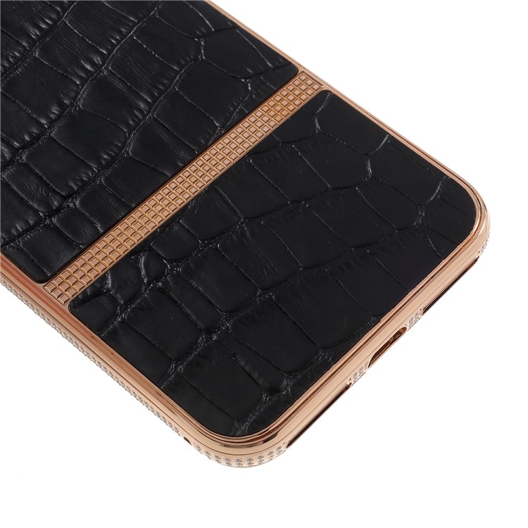 Shiny Rhinestone Decor Plating Crocodile Texture Leather Coated Hard Case for iPhone 8 Plus/7 Plus - Black-4