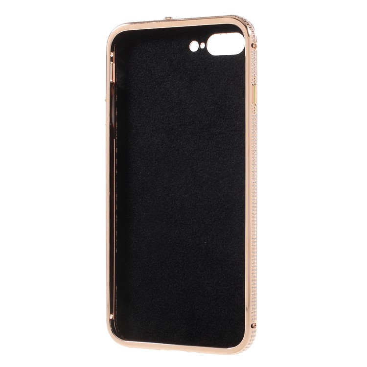 Shiny Rhinestone Decor Plating Crocodile Texture Leather Coated Hard Case for iPhone 8 Plus/7 Plus - Black-5