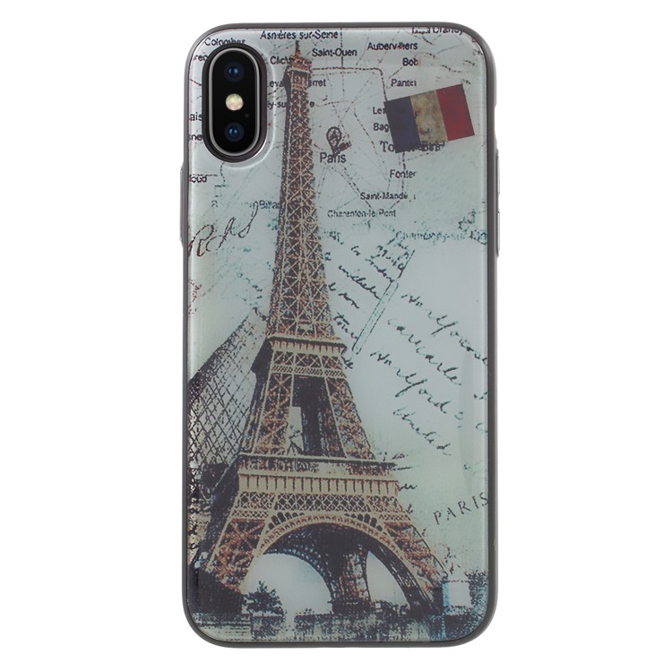 Anti-shock TPU + Glaze Glossy Pattern Printing PC Combo Case for iPhone X / 10 5.8 inch - Eiffel Tower-1