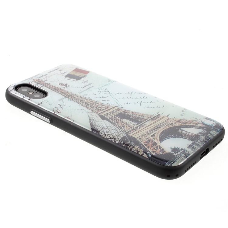 Anti-shock TPU + Glaze Glossy Pattern Printing PC Combo Case for iPhone X / 10 5.8 inch - Eiffel Tower-4