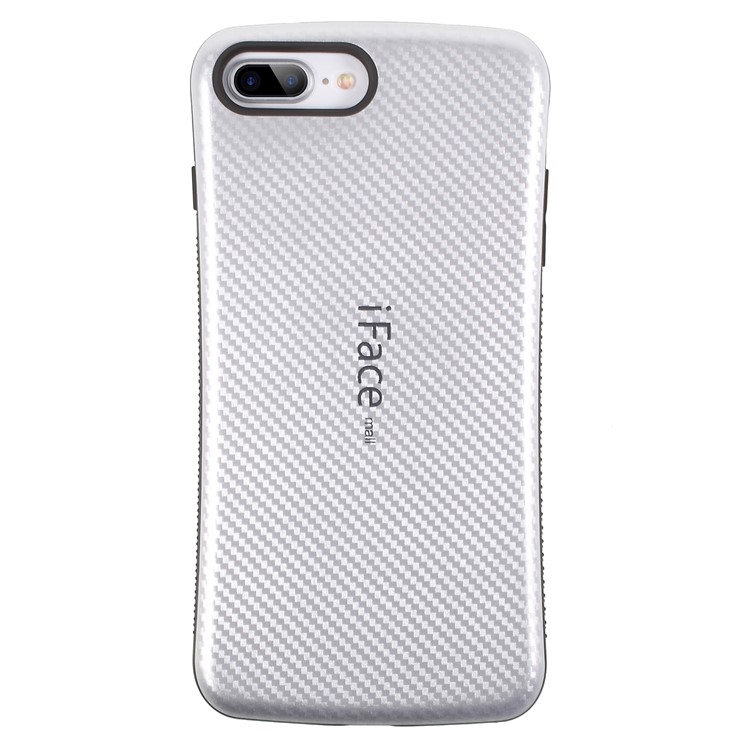 

IFACE MALL Carbon Fiber Texture PC TPU Hybrid Cover for iPhone 8 Plus / 7 Plus - Silver, iPhone 8 Plus