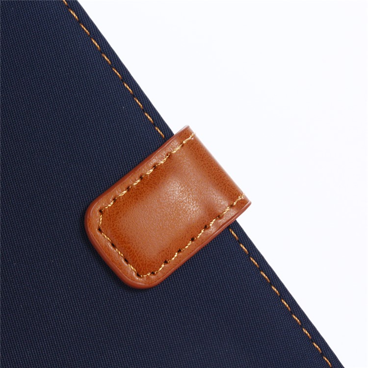 Nylon Cloth Coated Leather Stand Wallet Case for iPhone X/10 - Dark Blue-7
