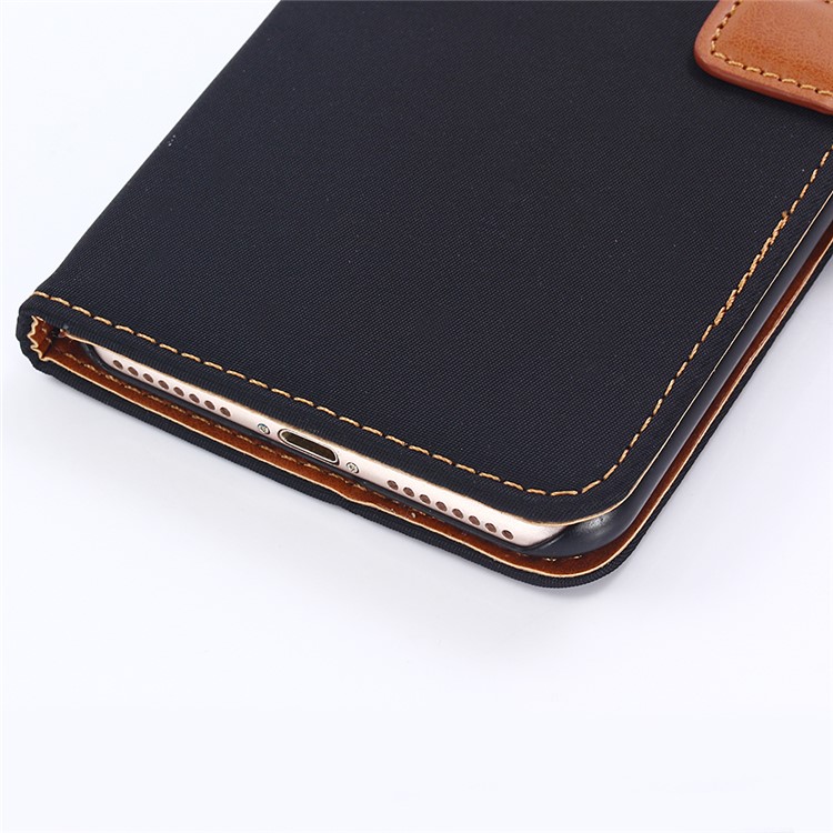 Cloth Texture Wallet Stand Leather Mobile Phone Case for iPhone 8 Plus/7 Plus 5.5 inch - Dark Blue-10