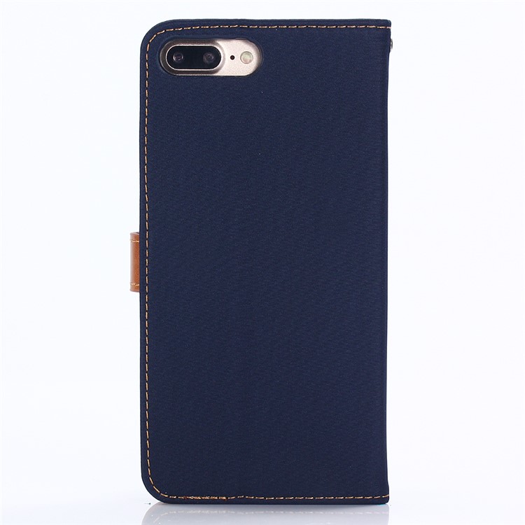 Cloth Texture Wallet Stand Leather Mobile Phone Case for iPhone 8 Plus/7 Plus 5.5 inch - Dark Blue-2
