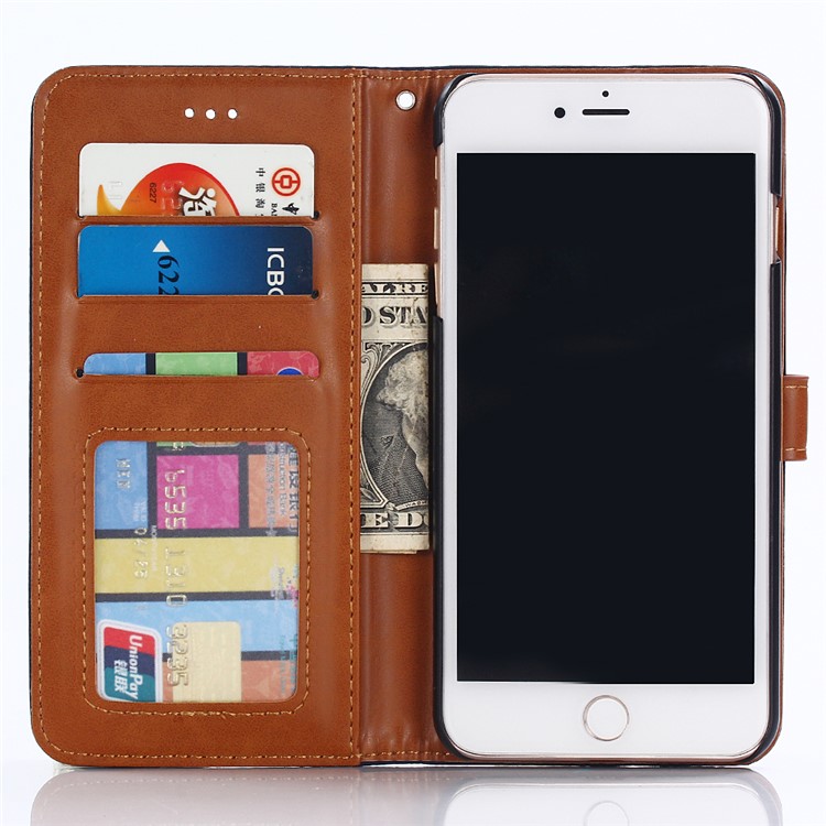 Cloth Texture Wallet Stand Leather Mobile Phone Case for iPhone 8 Plus/7 Plus 5.5 inch - Dark Blue-3
