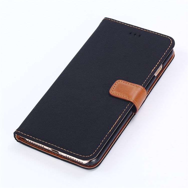 Cloth Texture Wallet Stand Leather Mobile Phone Case for iPhone 8 Plus/7 Plus 5.5 inch - Dark Blue-6