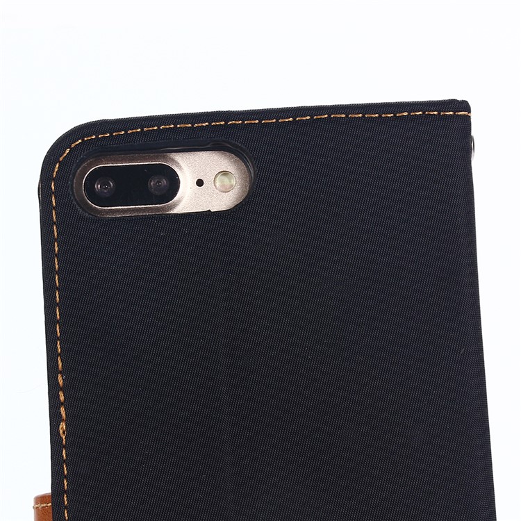 Cloth Texture Wallet Stand Leather Mobile Phone Case for iPhone 8 Plus/7 Plus 5.5 inch - Dark Blue-9
