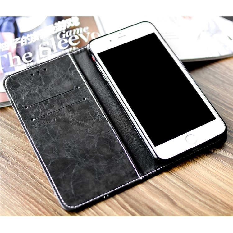 Peace Dove Series Leather Wallet Stand Cellphone Case for iPhone 8 Plus/7 Plus 5.5 inch - Black-4