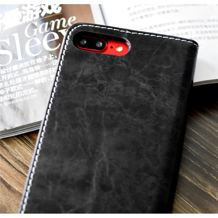 Peace Dove Series Leather Wallet Stand Cellphone Case for iPhone 8 Plus/7 Plus 5.5 inch - Black-5