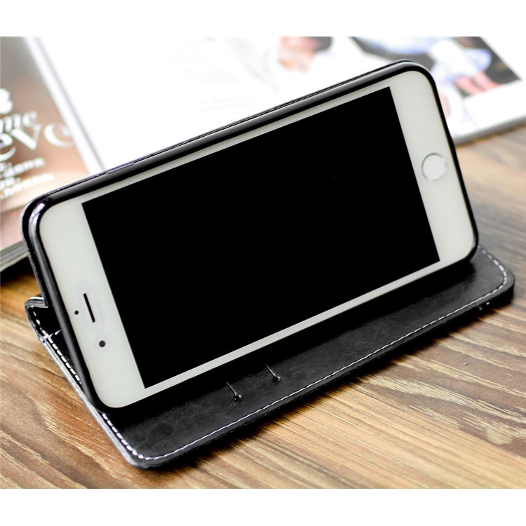 Peace Dove Series Leather Wallet Stand Cellphone Case for iPhone 8 Plus/7 Plus 5.5 inch - Black-6