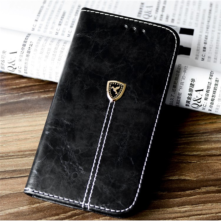 Dove of Peace Pattern Leather Wallet Case for iPhone 8/7 - Black-1