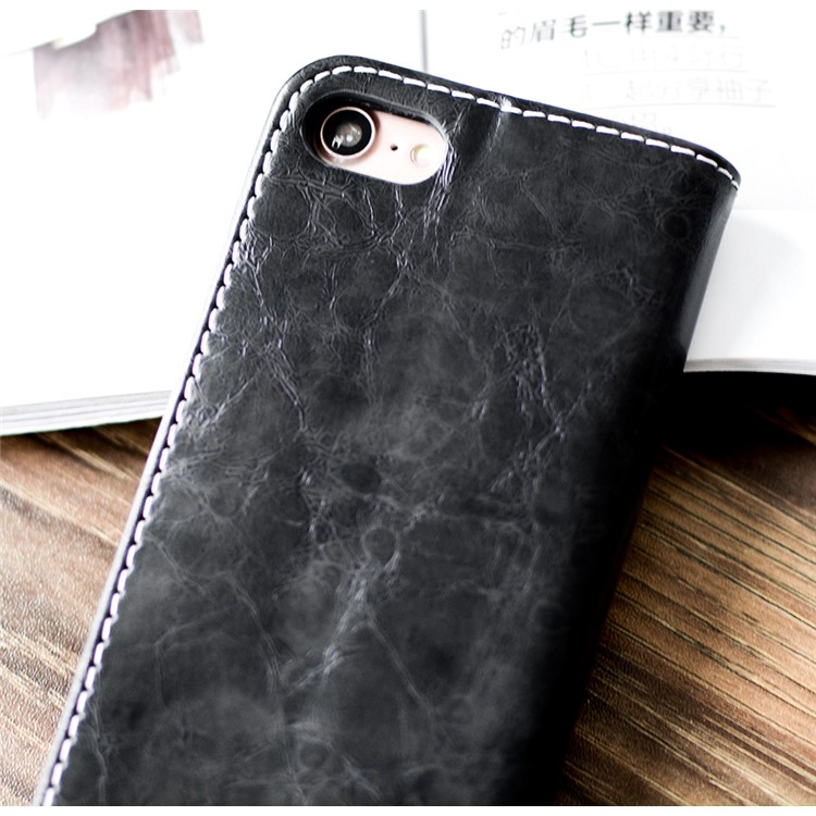 Dove of Peace Pattern Leather Wallet Case for iPhone 8/7 - Black-5