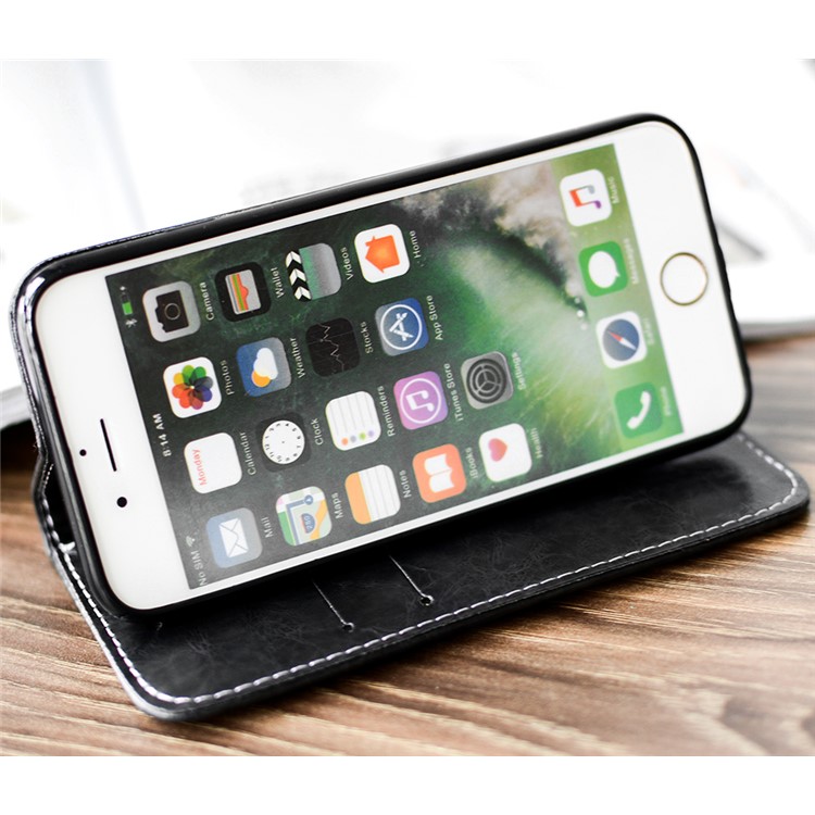 Dove of Peace Pattern Leather Wallet Case for iPhone 8/7 - Black-6