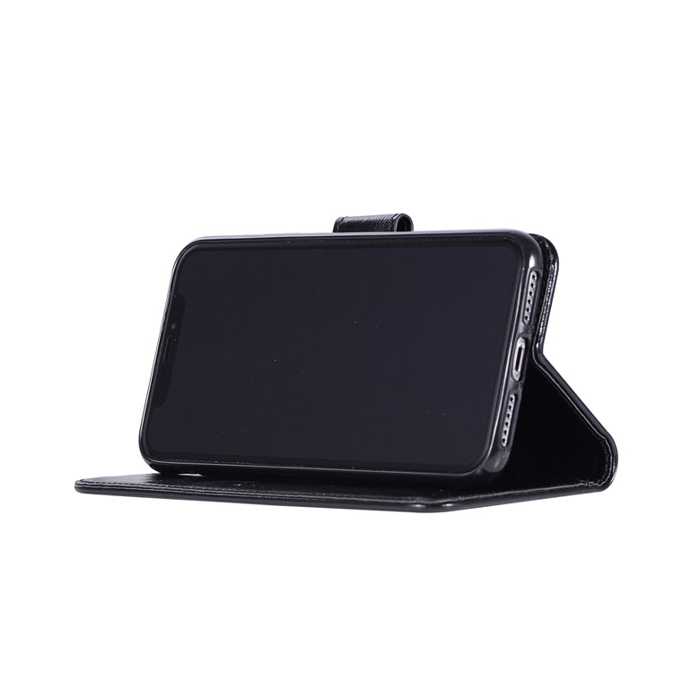Retro Leather Skin Wallet Stand Case for iPhone X - Black-5
