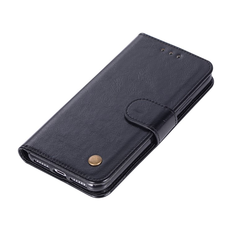Retro Leather Skin Wallet Stand Case for iPhone X - Black-7