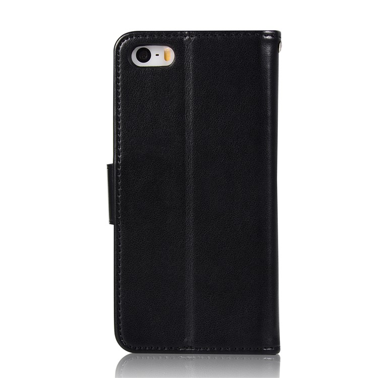 Imprint Dream Catcher Owl Wallet Stand Leather Case for iPhone SE/5s/5 - Black-3