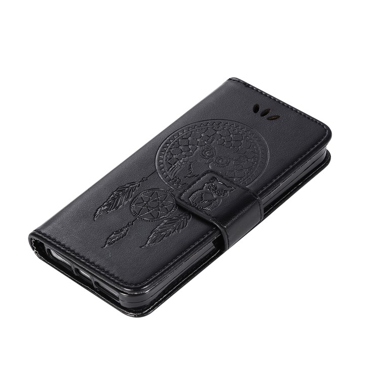 Imprint Dream Catcher Owl Wallet Stand Leather Case for iPhone SE/5s/5 - Black-7