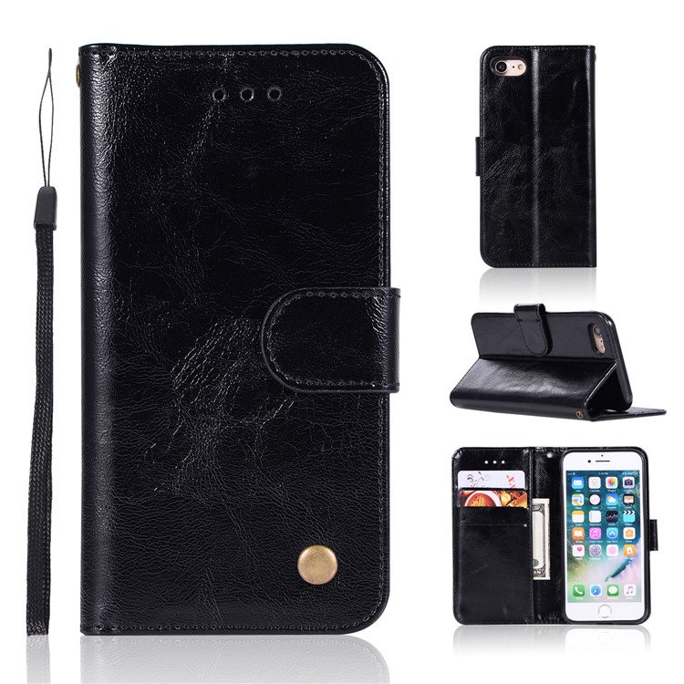 Retro Style Wallet Leather Stand Mobile Phone Case for iPhone 6s Plus/6 Plus 5.5 inch - Black-1