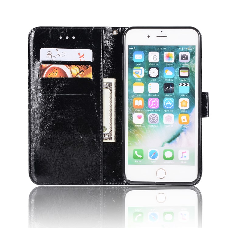 Vintage Style Wallet Leather Stand Case for iPhone 8 Plus / 7 Plus 5.5 inch - Black-4