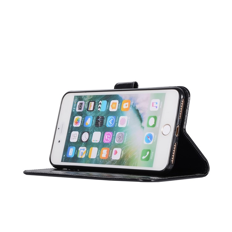 Vintage Style Wallet Leather Stand Case for iPhone 8 Plus / 7 Plus 5.5 inch - Black-5
