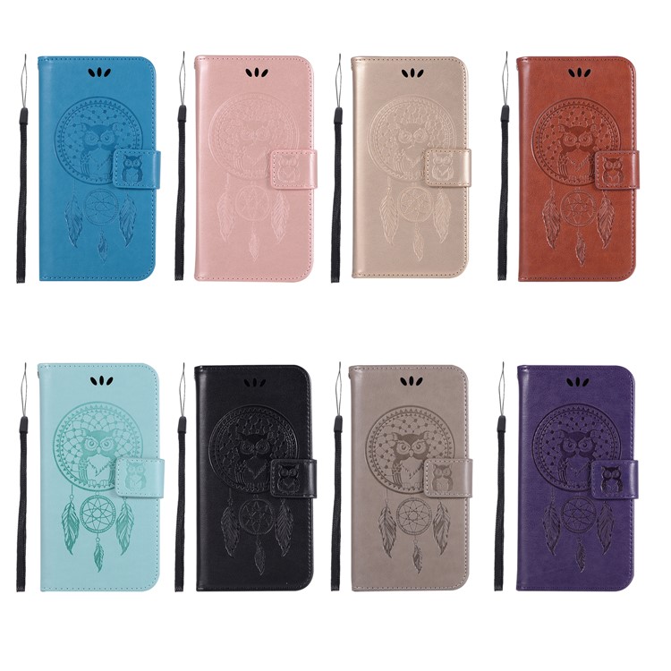 Imprint Owl Dream Catcher PU Leather Wallet Stand Shell for iPhone 8 Plus/7 Plus 5.5 inch - Black-8