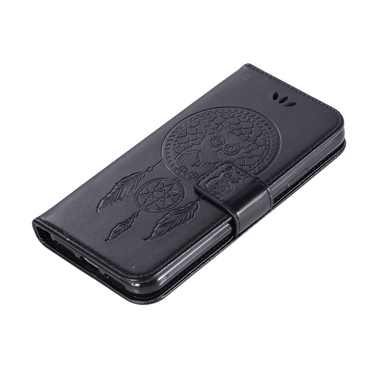 Imprinted Dream Catcher Owl Leather Wallet Case for iPhone X - Black-7
