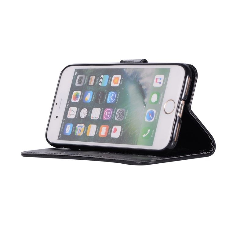 Imprinted Dream Catcher Owl Leather Wallet Case for iPhone 6s 6 - Black-5