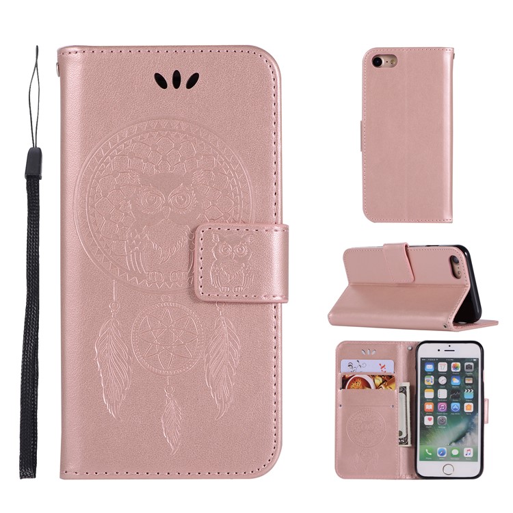 

Imprinted Dream Catcher Owl Leather Wallet Cover for iPhone 6s 6 - Rose Gold