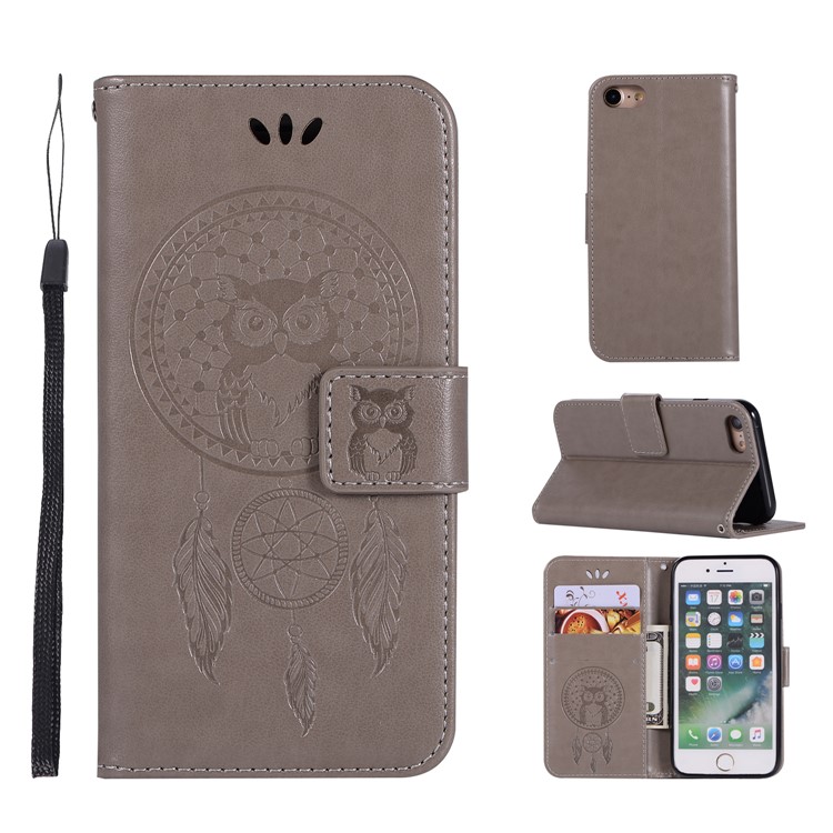 

Imprinted Dream Catcher Owl Wallet Leather Stand Case for iPhone 6s 6 - Grey