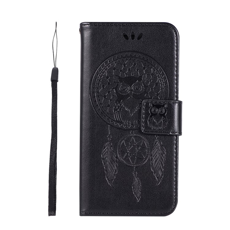 Imprint Owl Dream Catcher PU Leather Wallet Stand Shell for iPhone 6s Plus/6 Plus - Black-2