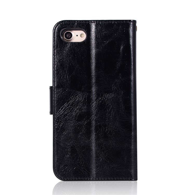 Retro Style Wallet Leather Stand Case for iPhone 8/7 - Black-3