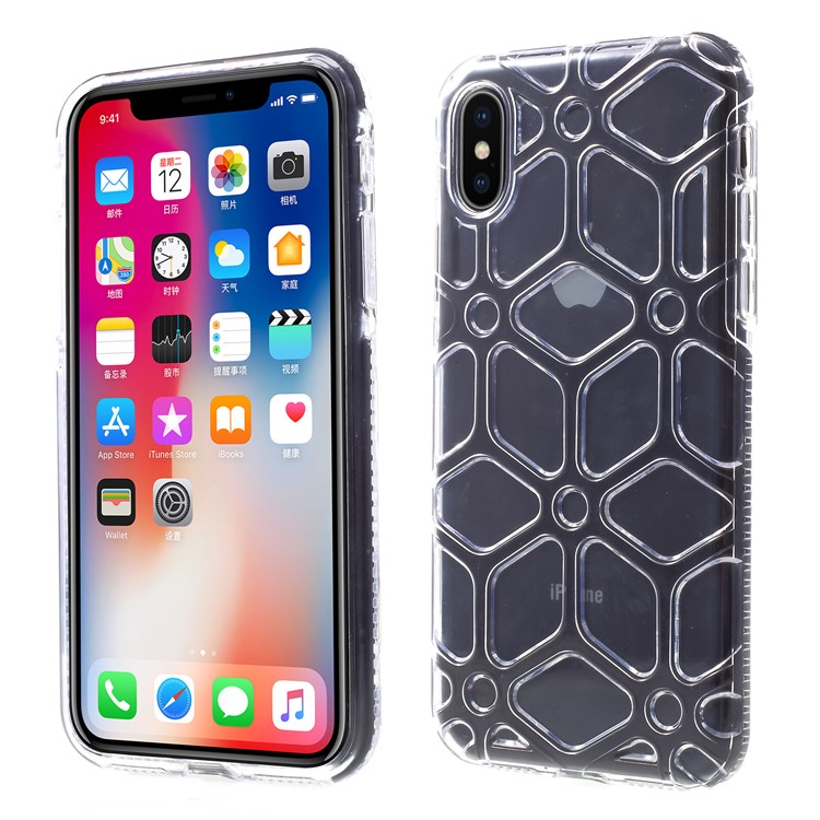Dual Color Maze Pattern TPU + PC Hybrid Case for iPhone X/10 - Black-1