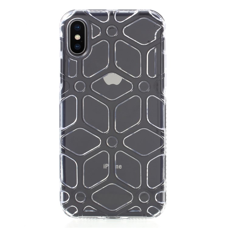 Dual Color Maze Pattern TPU + PC Hybrid Case for iPhone X/10 - Black-2
