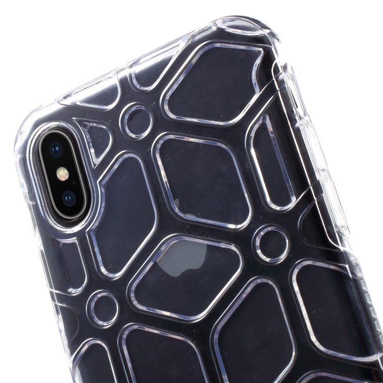 Dual Color Maze Pattern TPU + PC Hybrid Case for iPhone X/10 - Black-4