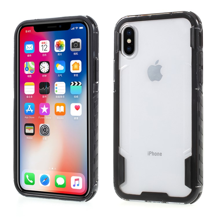 Dual Color Armor TPU + PC Hybrid Case for iPhone X/10 - Black-1