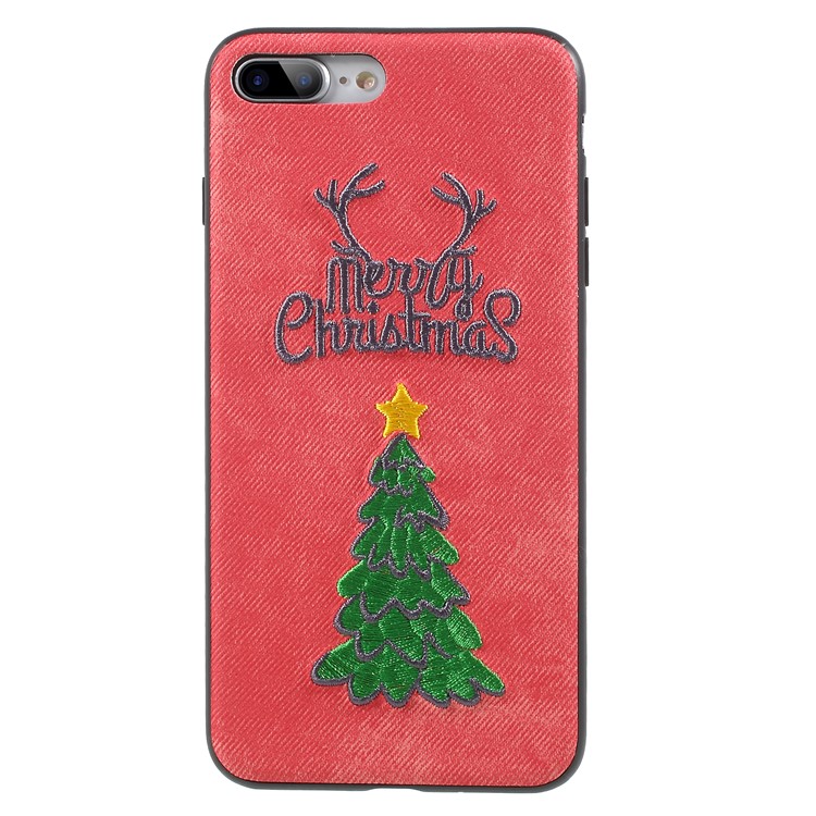 Embroidery Christmas Pattern PC + TPU Hybrid Cover for iPhone 8 Plus / 7 Plus 5.5 inch - Christmas Tree-1