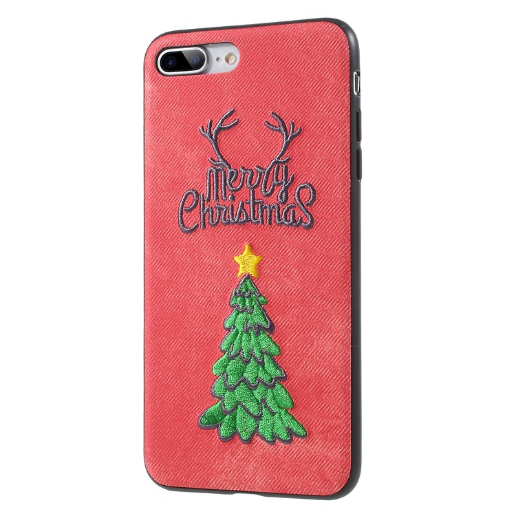 Embroidery Christmas Pattern PC + TPU Hybrid Cover for iPhone 8 Plus / 7 Plus 5.5 inch - Christmas Tree-3