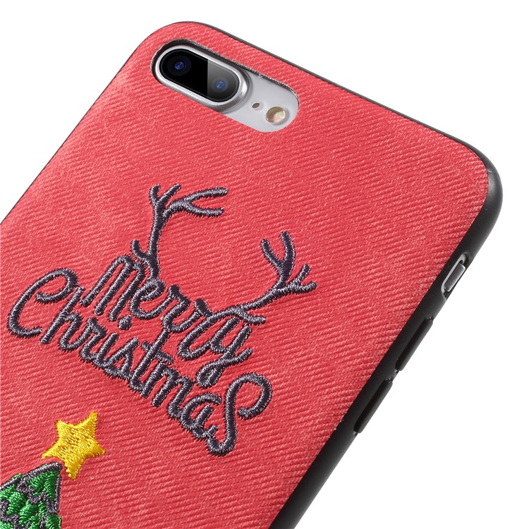 Embroidery Christmas Pattern PC + TPU Hybrid Cover for iPhone 8 Plus / 7 Plus 5.5 inch - Christmas Tree-4