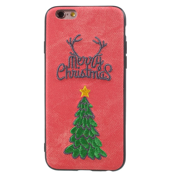 Embroidery Christmas Pattern PC + TPU Hybrid Cover Shell for iPhone 6s Plus / 6 Plus 5.5 inch - Christmas Tree-1