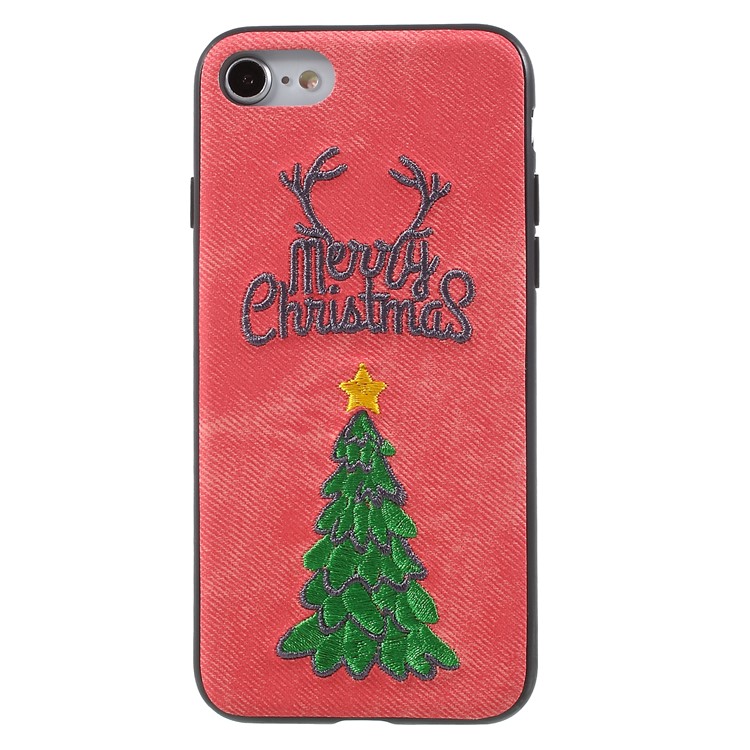 Embroidery Christmas Pattern PC + TPU Hybrid Casing Shell for iPhone 8 / 7 4.7 inch - Christmas Tree-1