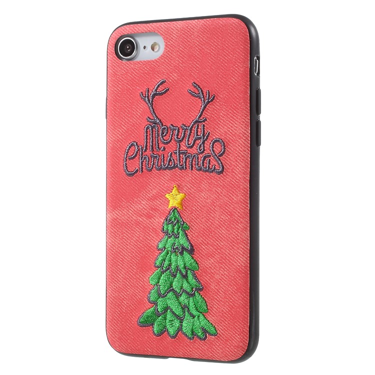 Embroidery Christmas Pattern PC + TPU Hybrid Casing Shell for iPhone 8 / 7 4.7 inch - Christmas Tree-3