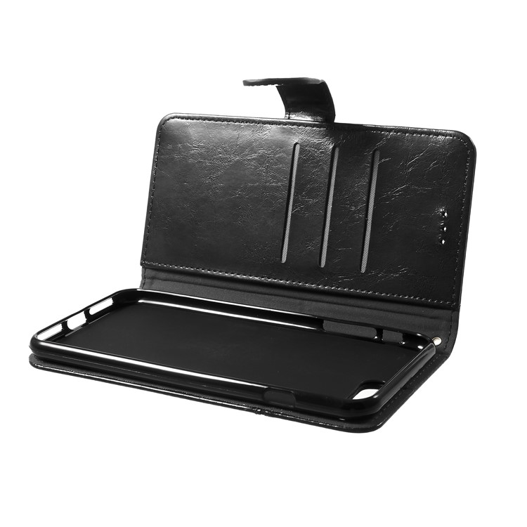 K'TRY Geometric Splicing Wallet Oil Wax Leather Case for iPhone 8 Plus / 7 Plus - Black-7