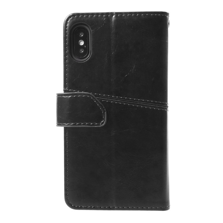 K'TRY Geometric Splicing Series Leather Wallet Case for iPhone X - Black-2