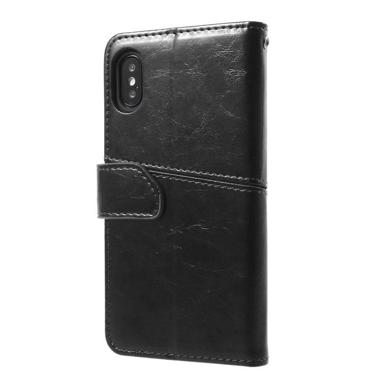 K'TRY Geometric Splicing Series Leather Wallet Case for iPhone X - Black-5