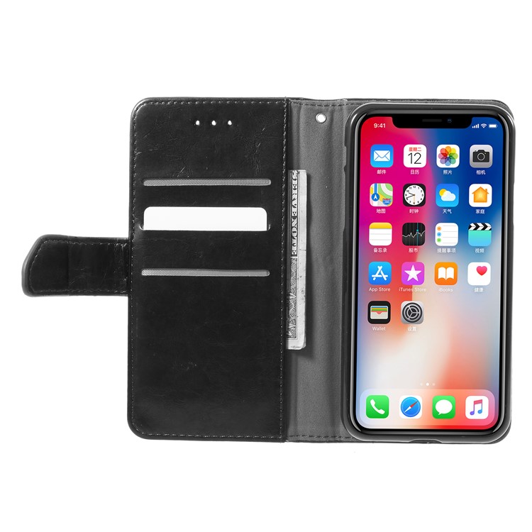 K'TRY Geometric Splicing Series Leather Wallet Case for iPhone X - Black-7